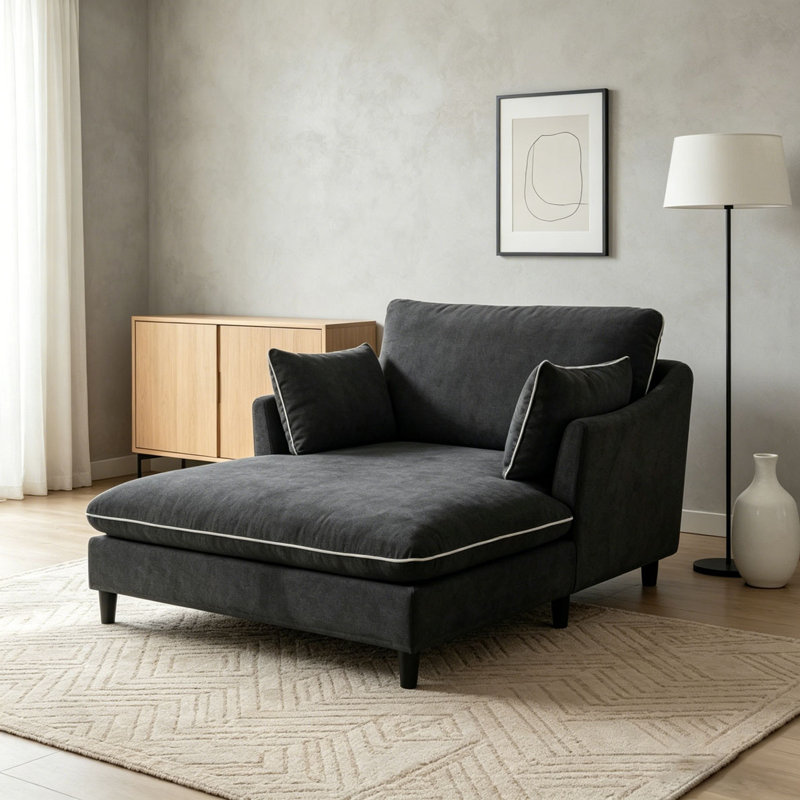 Canapé-lit 51,2 po Modern, Noir
