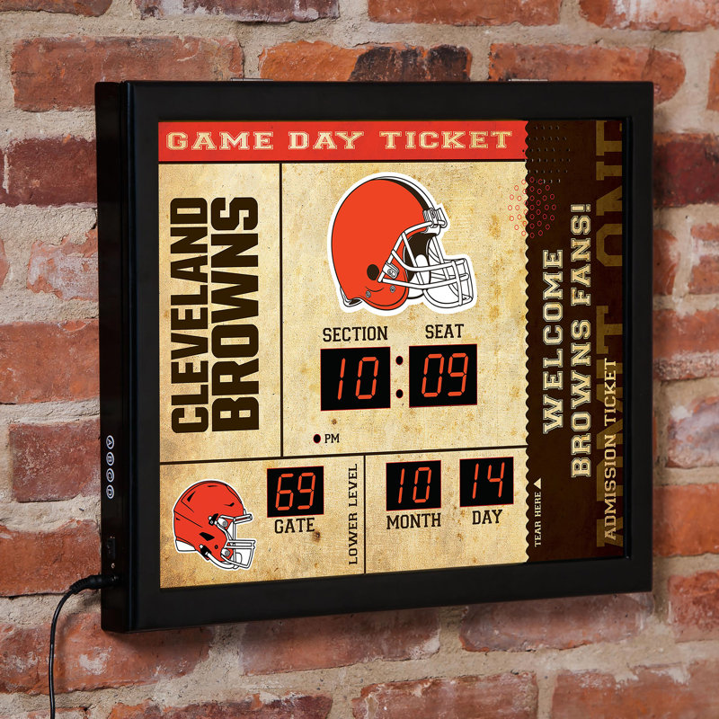 Horloge murale Cleveland Browns, Brun clair / brun / orange, Sport Team Cleveland Browns