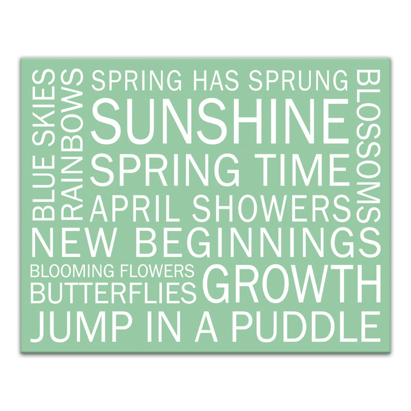 Dictons du printemps - On, H 16 po x l 20 po x P 1,25 po, Vert