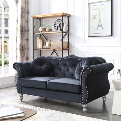Elegant Transitional Black Loveseat