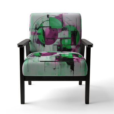 Colorful Mid Century Abstract Fusion I - Upholstered Modern Arm Chair