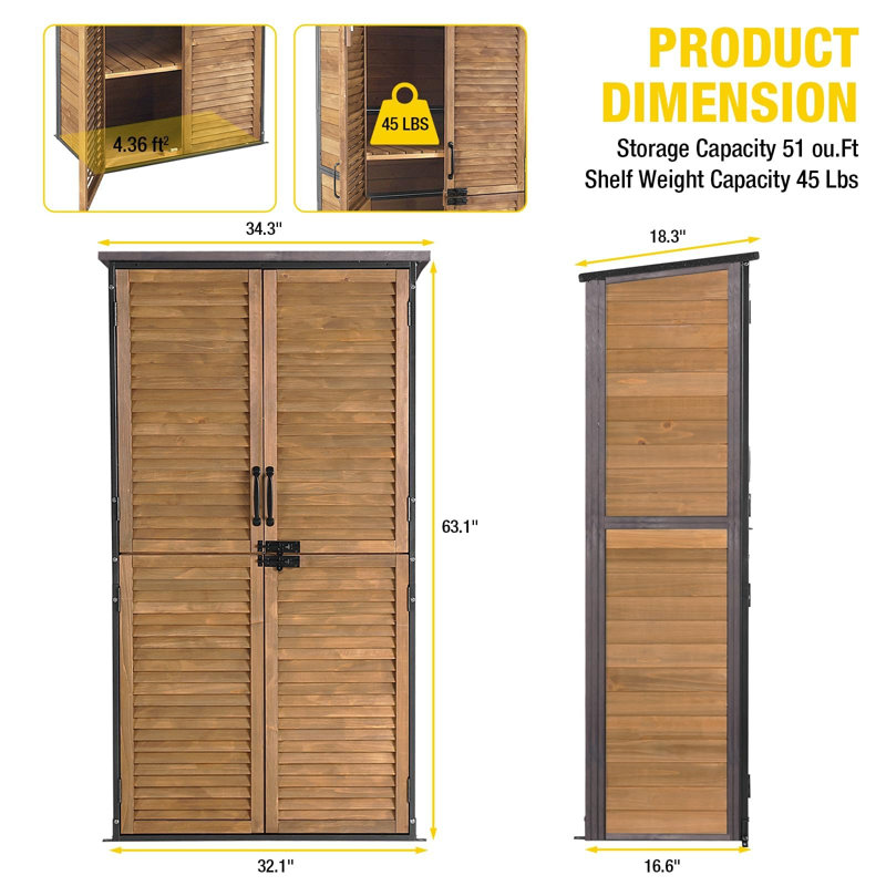 Armoire de rangement extérieure imperméable WFX Utility ™ avec tablettes réglables pour outils de jardin