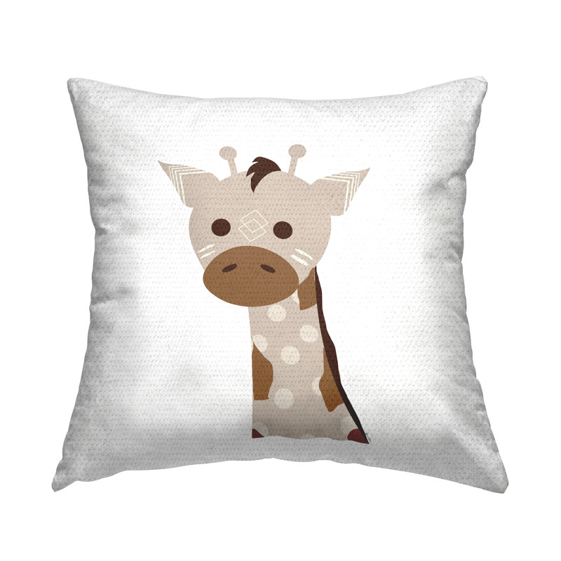Coussin d'extérieur neutre imprimé girafe par Daniela Santiago