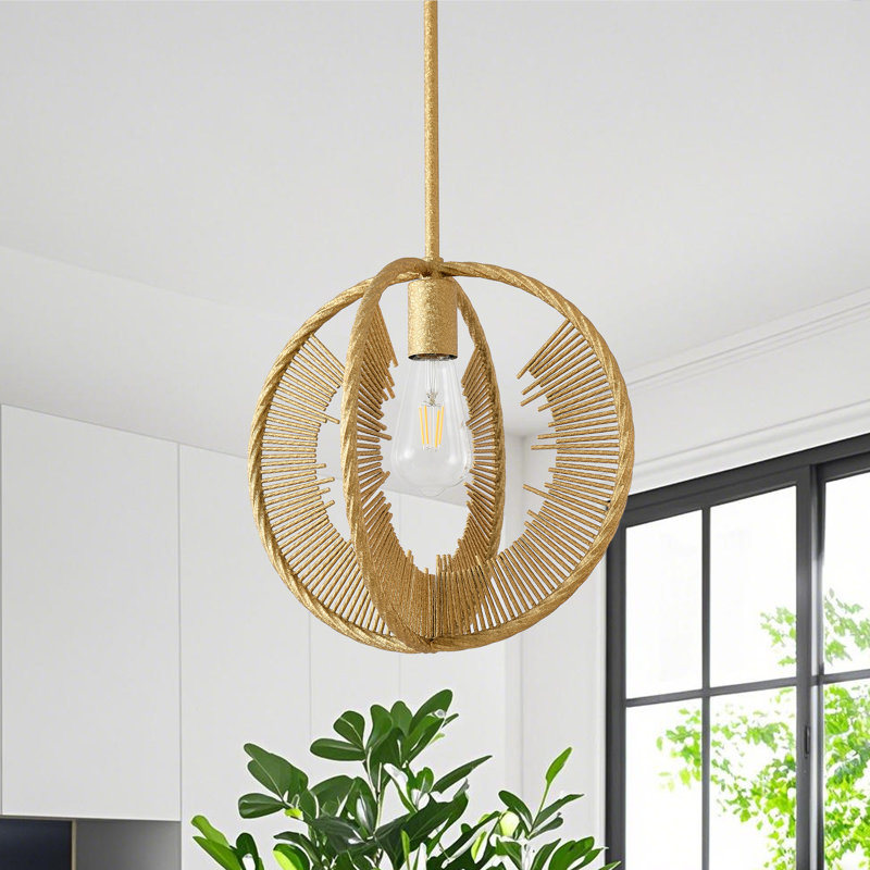 Luminaire suspendu sphérique moderne 1 lumière doré 