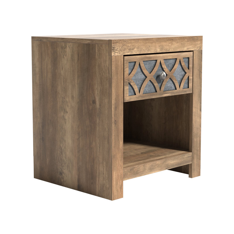 Artivion 1 Drawer Nightstand, Knotty Oak/Gray Stone