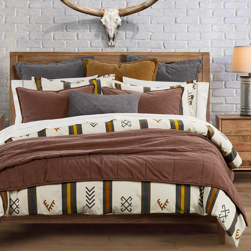 Toluca Canvas Canvas Geometric Southwestern Style Comforter Set, Queen
