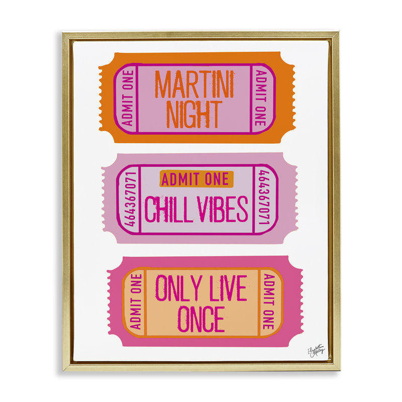 «Fun Party Expression» par Elizabeth Medley, Cadre flottant métallique doré, H 21 po x l 17 po