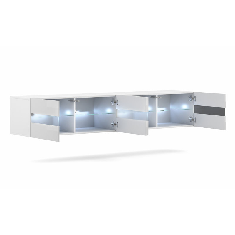 Barton-le-Clay TV Stand, White Matte/White Gloss
