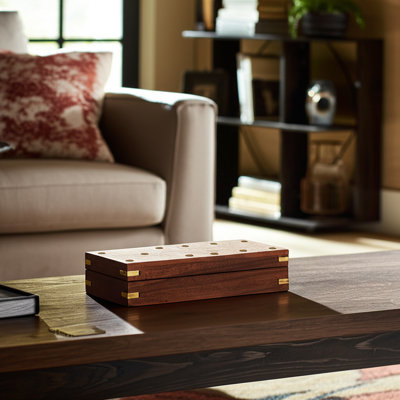 Ensemble de jeu Traditional Domino avec étui en bois massif - Décoration de table élégante pour la table basse, la maison et le salon - Jeux préférés de la famille classique pour tous les goûts