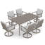 Ensemble de salle à manger d'extérieur, ensemble de salle à manger pivotant en aluminium avec trou pour parasol, ensemble de mobilier d'extérieur pivotant à 360 °, chaises et table pivotantes pour terrasse, jardin, cour arrière, chêne chaulé-1939504778
