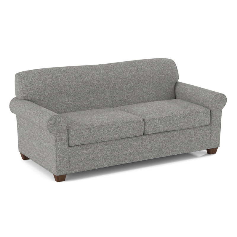 Finn Rolled Arm Sofa with Reversible Cushions, Montana Walnut, Connelly Dove, 34" H x 75" W x 36" D