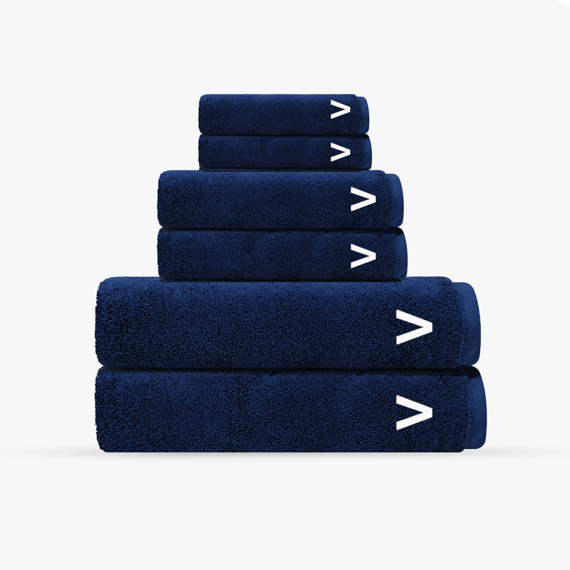 Monogrammed Cloer 6 pcs Turkish Towels Set, Navy, V
