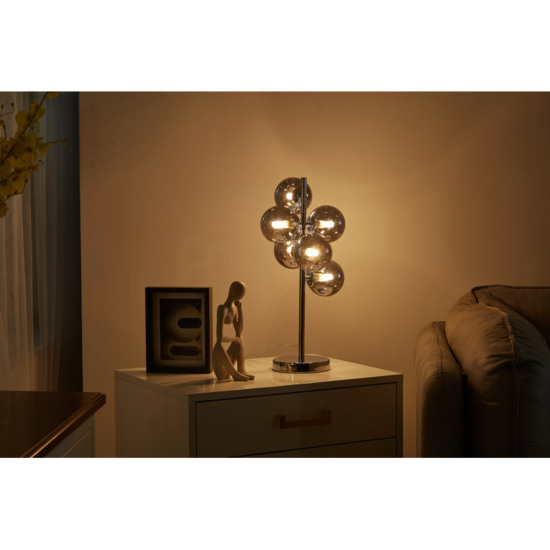 Wantaugh Metal Table Lamp, Polished Chrome, Smoke Grey