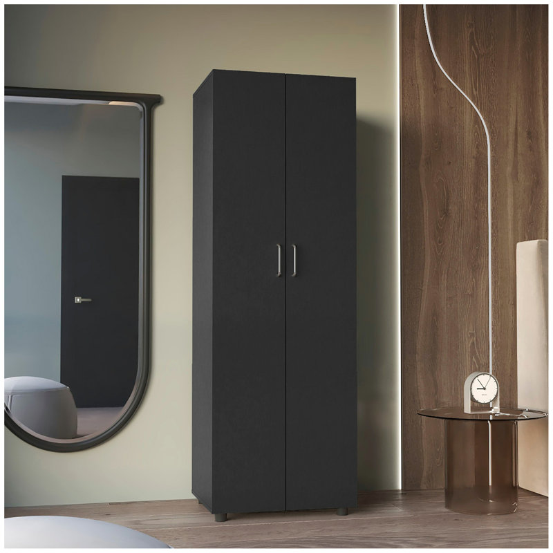Armoire avec 2 portes et tringle, H 70,8 po x l 23,6 po x P 19 po, Noir