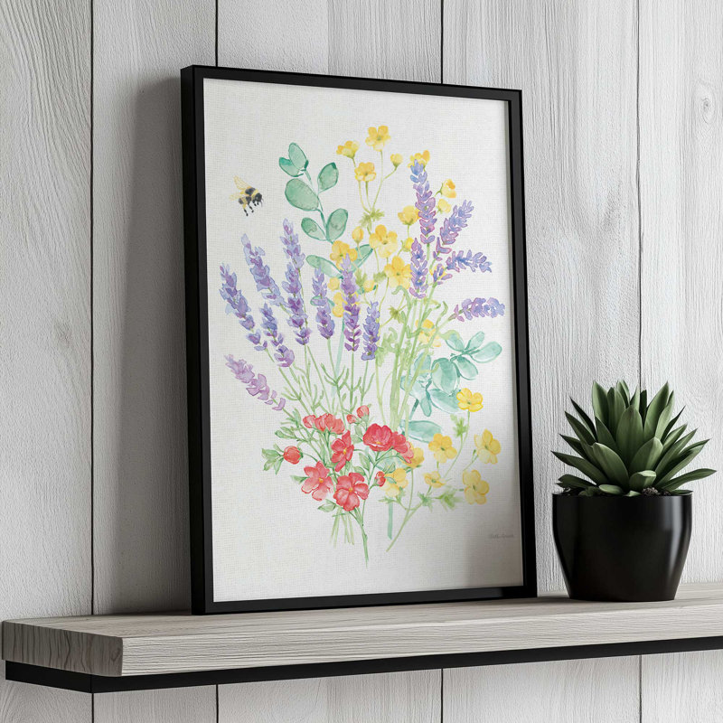 «Fresh Floral III» par Beth Grove, reproduction d'art, H 16 po x l 12 po, Doré