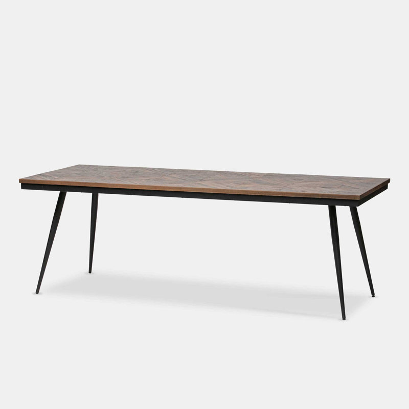 Teak Metal Base Dining Table, 76" H x 220" L x 90" W