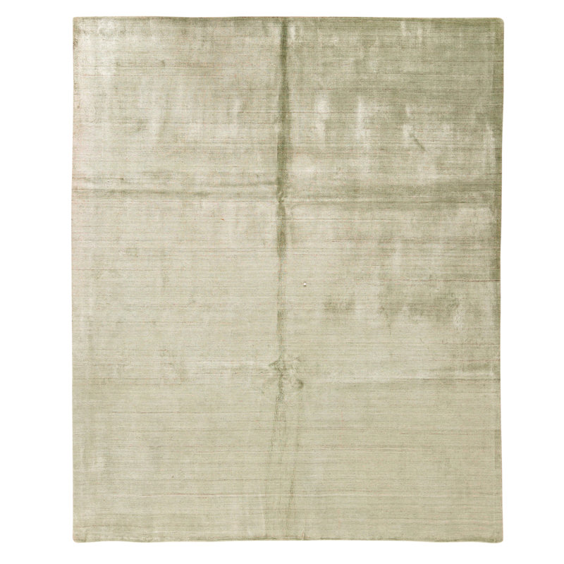 Hand Knotted Wool Area Rug in Silver