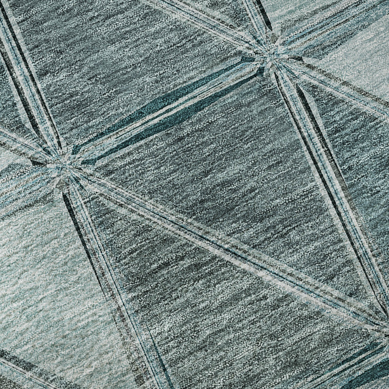 Premium Machine Washable Prisco Teal Rug, Rectangle 1'8" x 2'6"