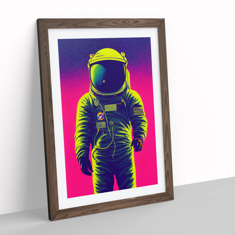 Daring Astronaut - Single Picture Frame Print, 64cm H x 46cm W x 2cm D, Walnut