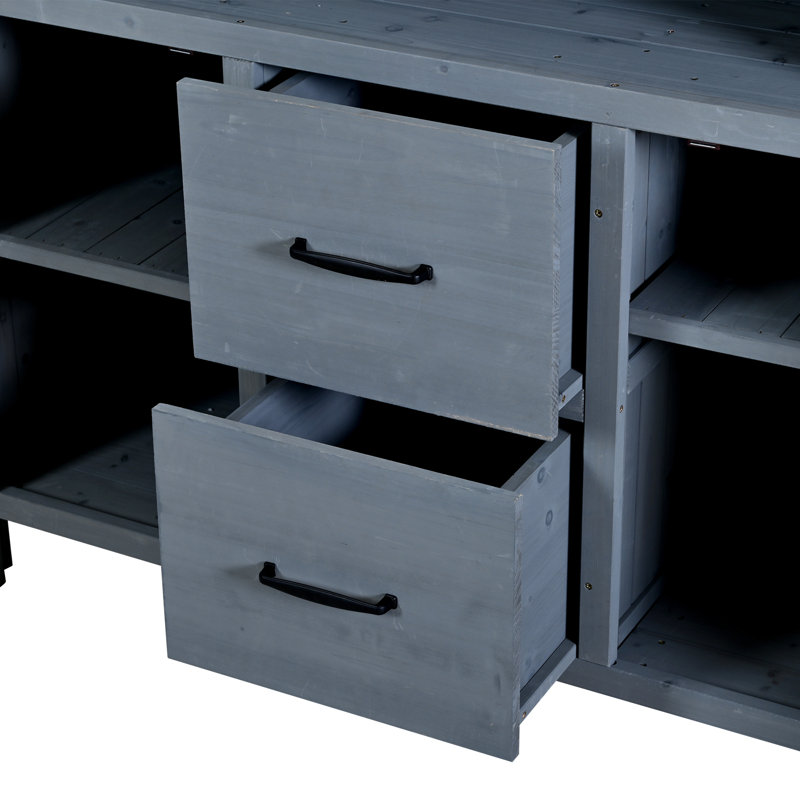 Banc de rempotage en bois de sapin rustique 45,3 po avec rangement spacieux et double fonctionnalité, Gris