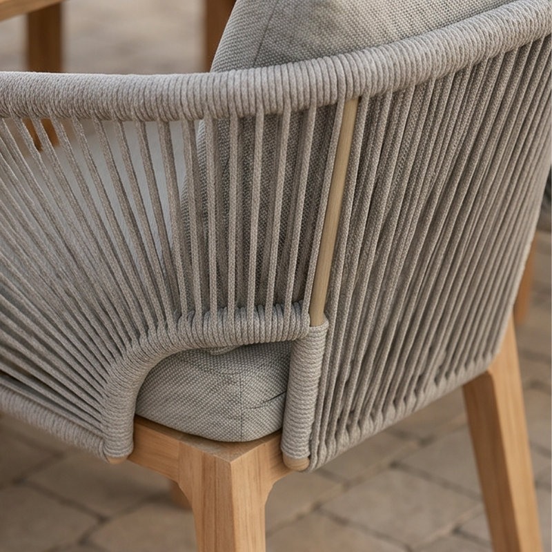 Amadora Outdoor Teak Dining Armchair, Silver