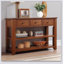Console en bois de pin massif 48 po, table d'appoint moderne avec 3 tiroirs de rangement et 2 tablettes. Facile à assembler-619997116-619997118