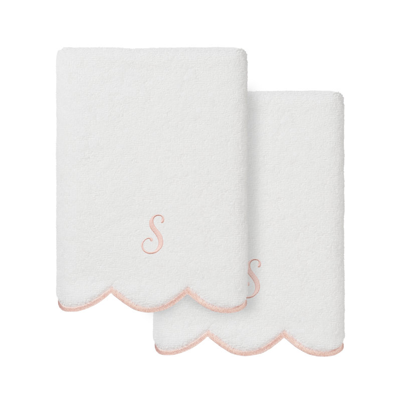  Ensemble de serviettes 100% coton turque ADORNIA, Ensemble de 2 essuie-mains, Blanc / Rose, S