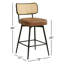 Tabouret de comptoir pivotant 26 po en similicuir rembourré avec dossier en rotin et structure en métal-2144153955-2144153959