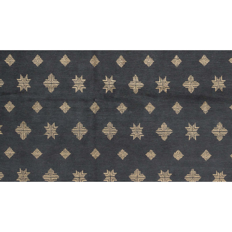 Tapis noir et beige noué à la main de haute qualité