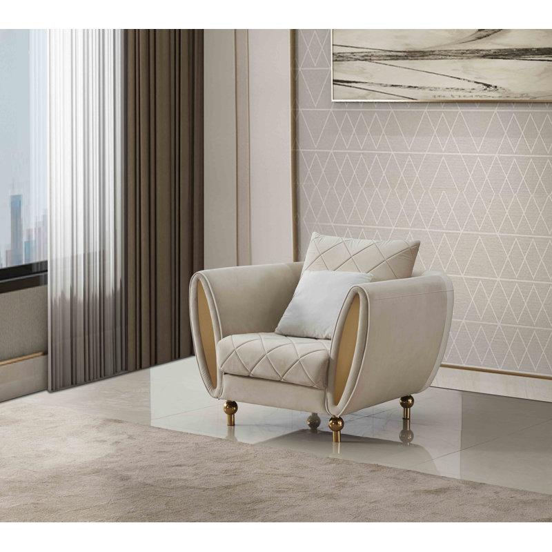 Vaughan Velvet Armchair, Beige