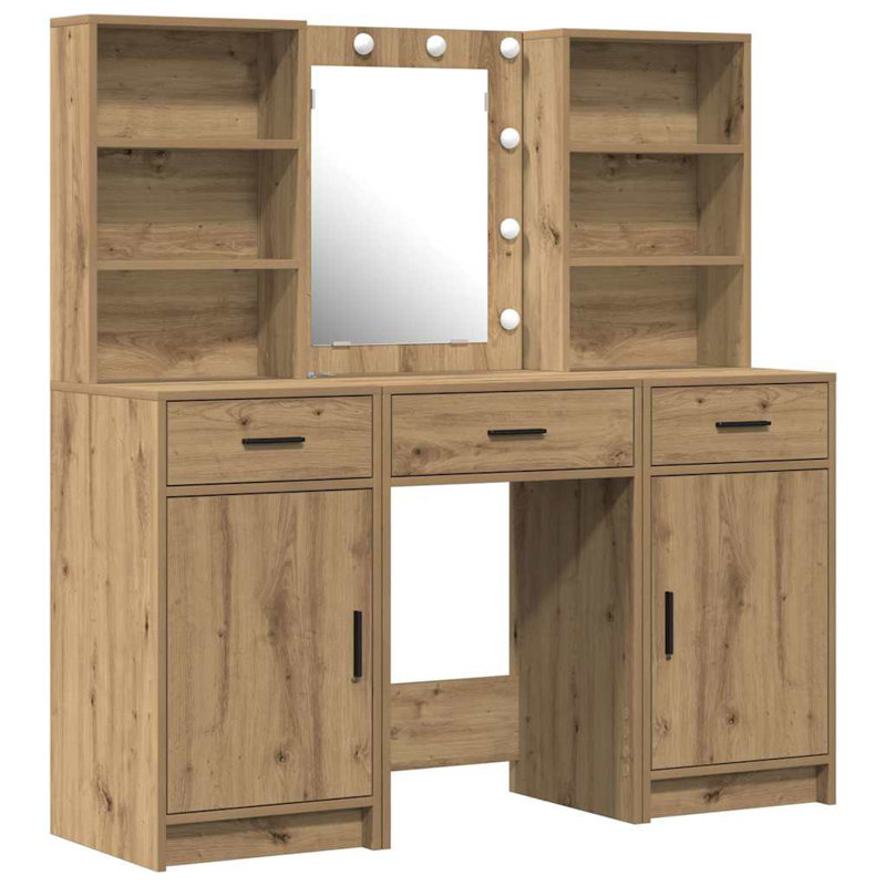 Dressing Table with Mirror, Artisan Oak