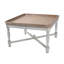Table basse carrée en bois avec base blanc propre et plateau naturel, table de 33 pouces de style plateau pour le salon