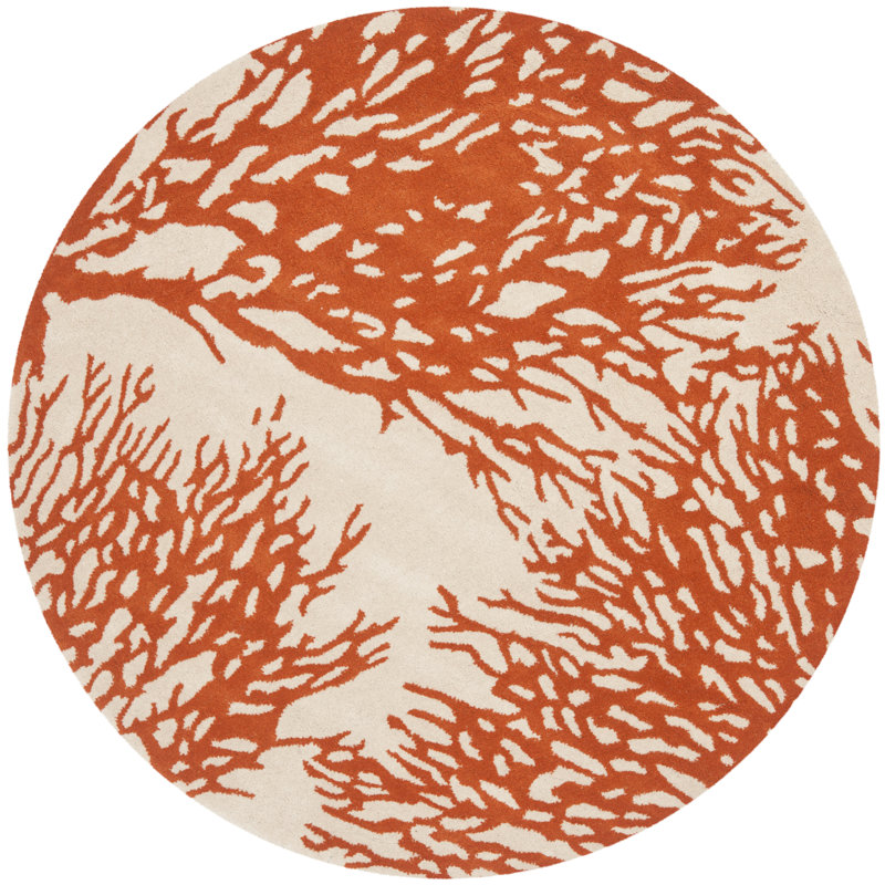 Wimborne Hand Tufted Wool Floral Rug, Round 7'
