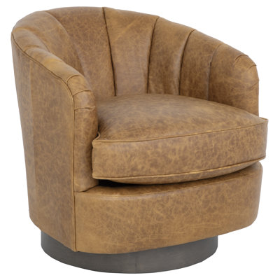 Tipsy Leather Swivel Barrel Chair