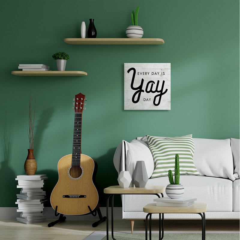 «Everyday Yay Day Expression Rustic Black White» par Daphne Polselli - impression d'art graphique, H 24 po x l 24 po x 1,5 po