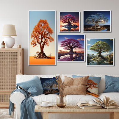 Baobab africain - ensemble de 5 décorations murales arbre baobab