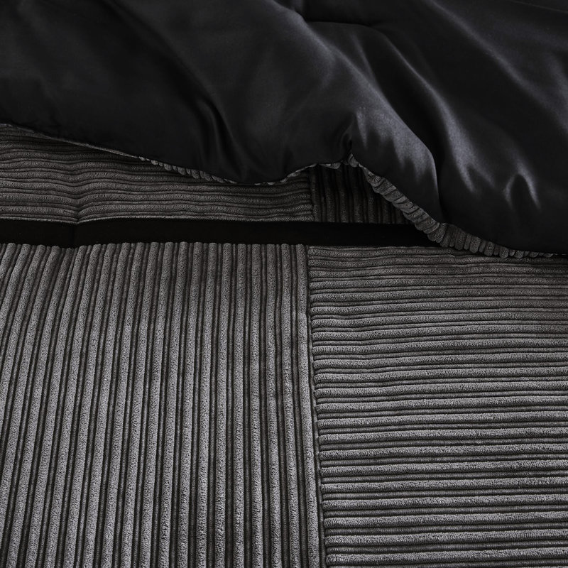 Grey King Size Corduroy - Elegant, Warm Bedding Comforter Collection Soft, Warm, Stylish, Gray