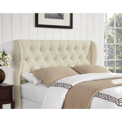 Upholstered Cotton Linen Wingback Headboard