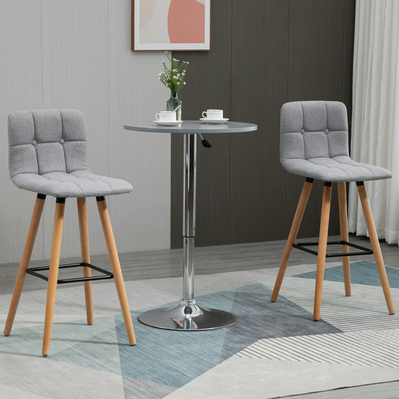 Ensemble de tabourets de bar modernes de 38 po avec pieds en bois massif, dossier et repose-pieds en acier de 38 po Corrigan Studio®