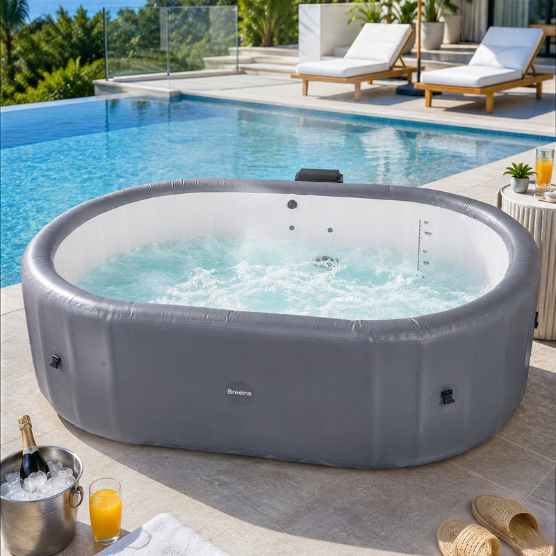 Garden Sanctuary 130 - Jet Polyvinyl Chloride (PVC) Round Standard (Hardwired) Hot Tub in Dark Grey