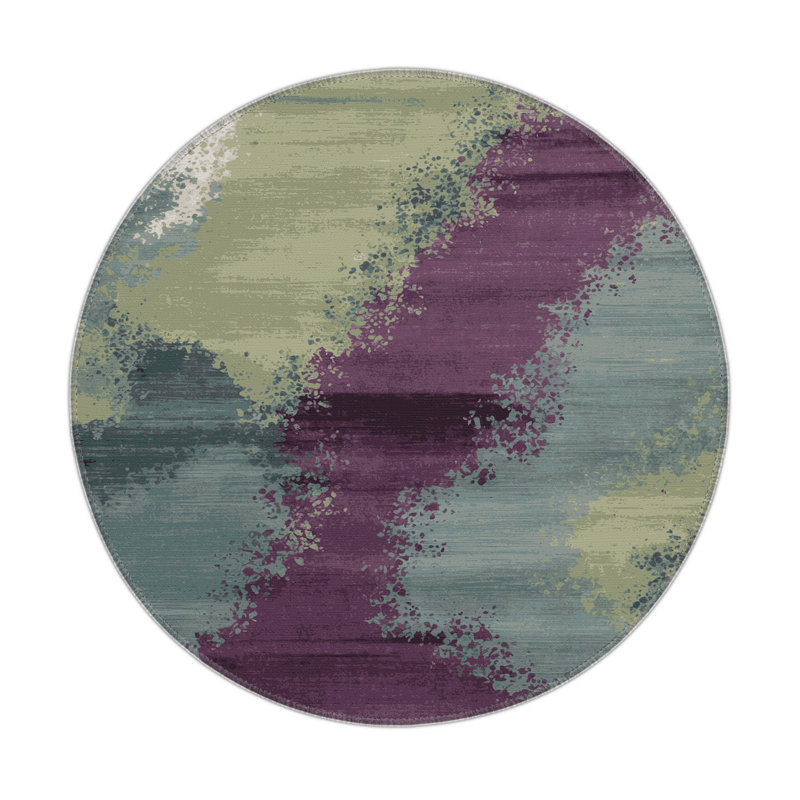 Tapis intérieur et extérieur gris Watercolor, Rond 5 pi