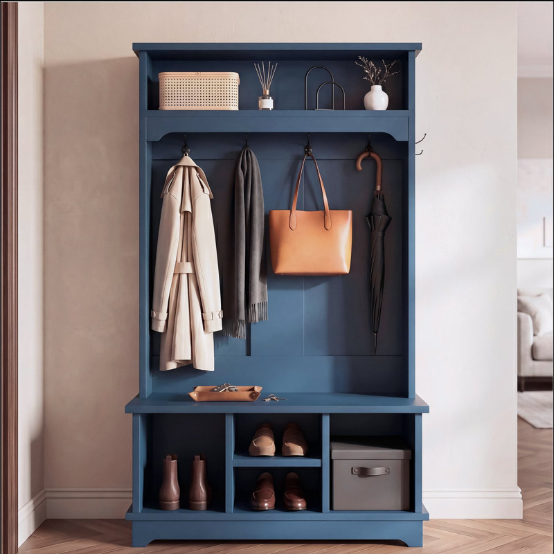 Portemanteau avec rangement pour chaussures, portemanteau avec banc à chaussures, 4 casiers à chaussures, rangement à 1 niveau, banc d'entrée 3 en 1 pour vestibule, chambre à coucher, salon
