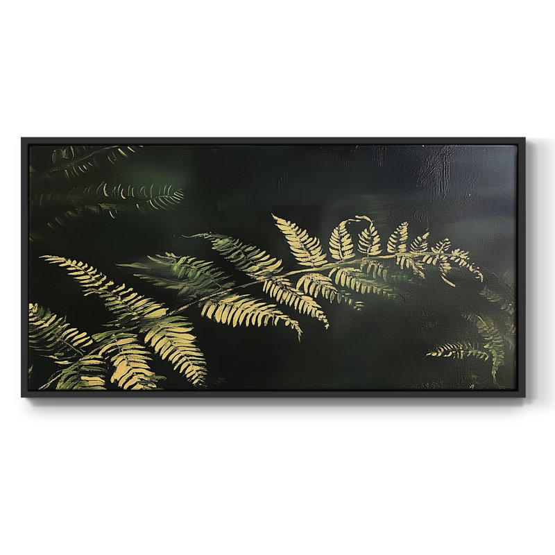 Botanical Series-CC XXX- Toile tendue avec châssis tendue, prête à être accrochée, H 25 po x l 49 po, Noir
