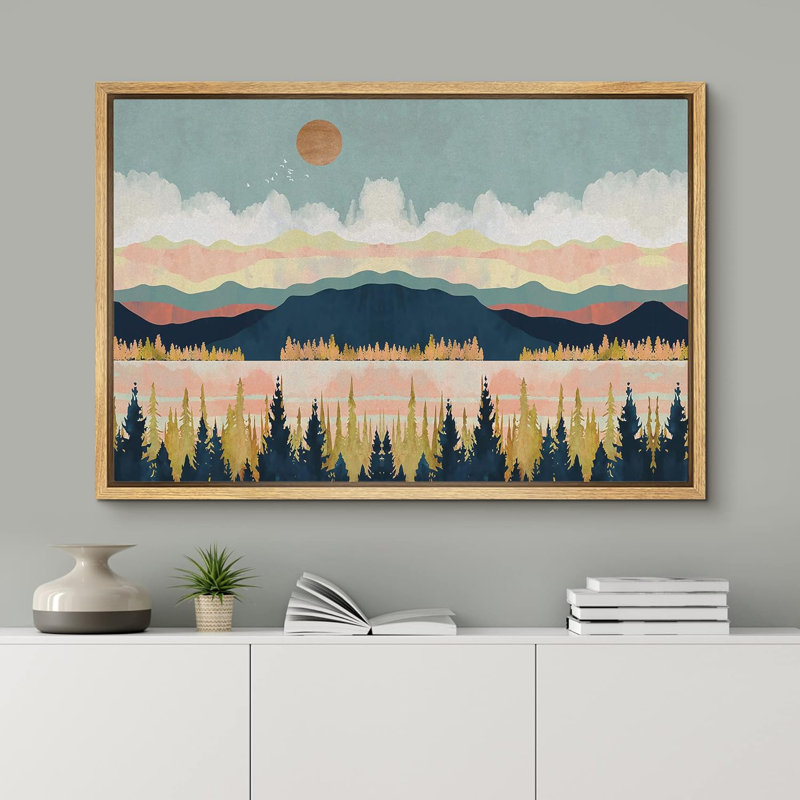 «Abstract Mountain Nature Scenery - Floater Frame», reproduction d'art sur toile, H 24 po x l 36 po, Encadré naturel
