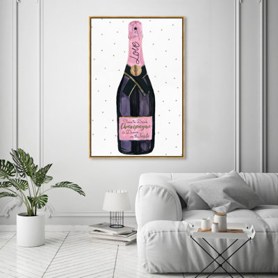 " Drinks And Spirits Love Champagne And Stars Pink Champagne " Painting Print