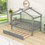 Lit simple en bois avec lit gigogne simple et garde-corps-2038812848