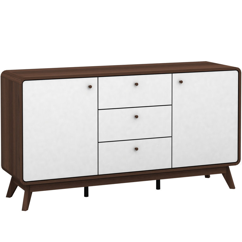 Justine 140Cm Wide 3 Drawer Sideboard, Walnut/White