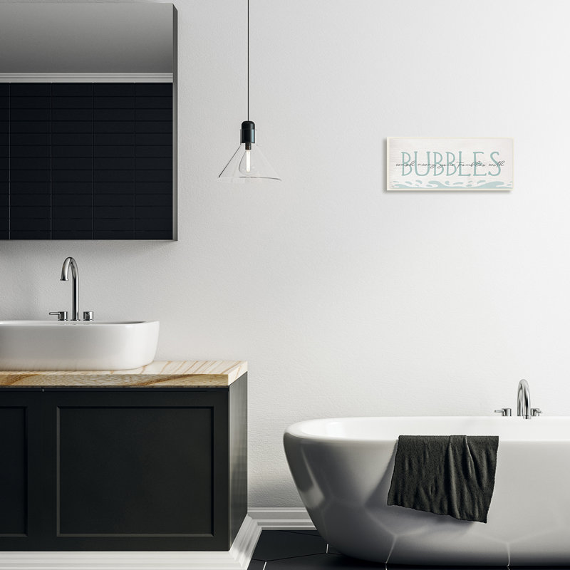 «Wash Away Trouble Bubbles Blue Bath» par Daphne Polselli - impression, Plaque murale, L 17 po x H 17 po
