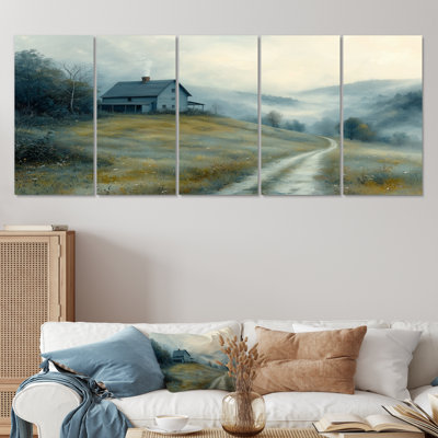 «Blue Green Misty Valley Farmhouse II», ensemble d'art sur toile