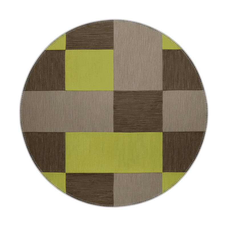 Tapis d'intérieur et d'extérieur à carreaux vert, Rond 5 pi